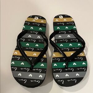 Striped Flip Flops with Heart Design